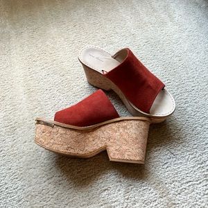 Zara rust cork wedges
